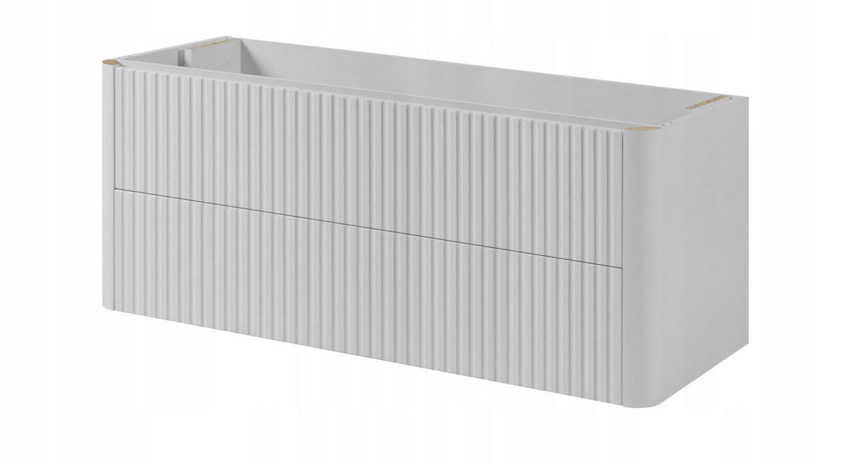 WASCHBECKENUNTERSCHRANK LINEA hängend geriffelt Weiß matt 120/48/44 cm - Weiß, Holzwerkstoff (120/48.4/43.7cm) - Rodan
