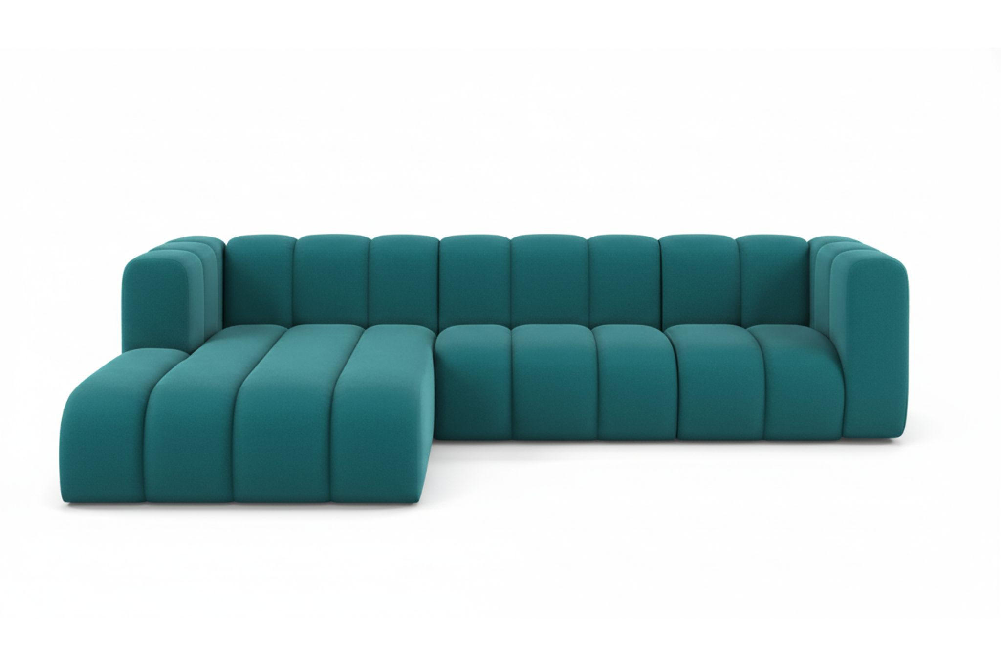 ECKSOFA L-Form Grand L 287 cm, Veloursstoff Salvador, Azurblau, Links - Blau, Holz (287/179cm) - Kaiser Möbel