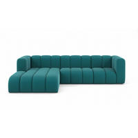 ECKSOFA L-Form Grand L 287 cm, Veloursstoff Salvador, Azurblau, Links - Blau, Holz (287/179cm) - Kaiser Möbel