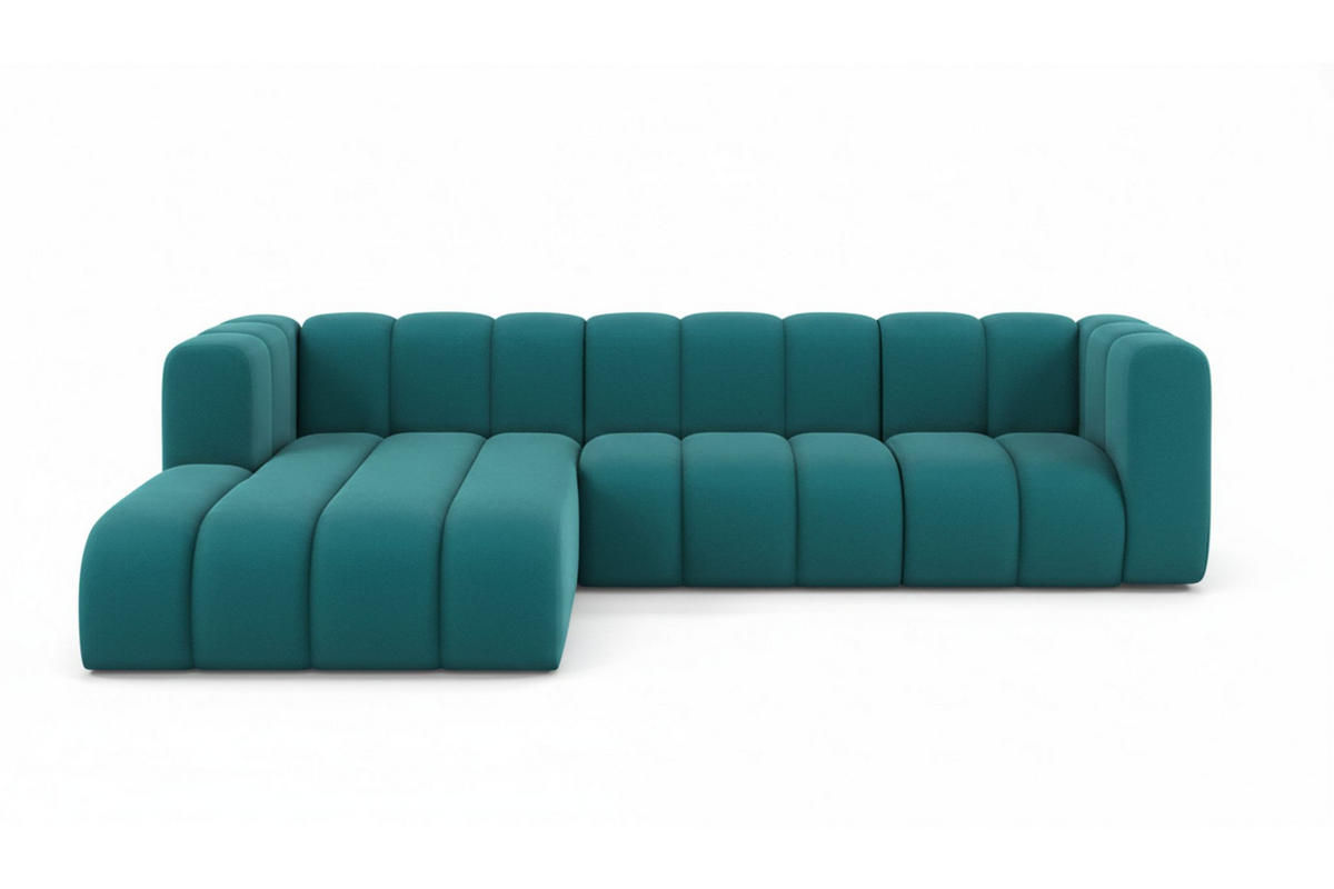 ECKSOFA L-Form Grand L 287 cm, Veloursstoff Salvador, Azurblau, Links - Blau, Holz (287/179cm) - Kaiser Möbel