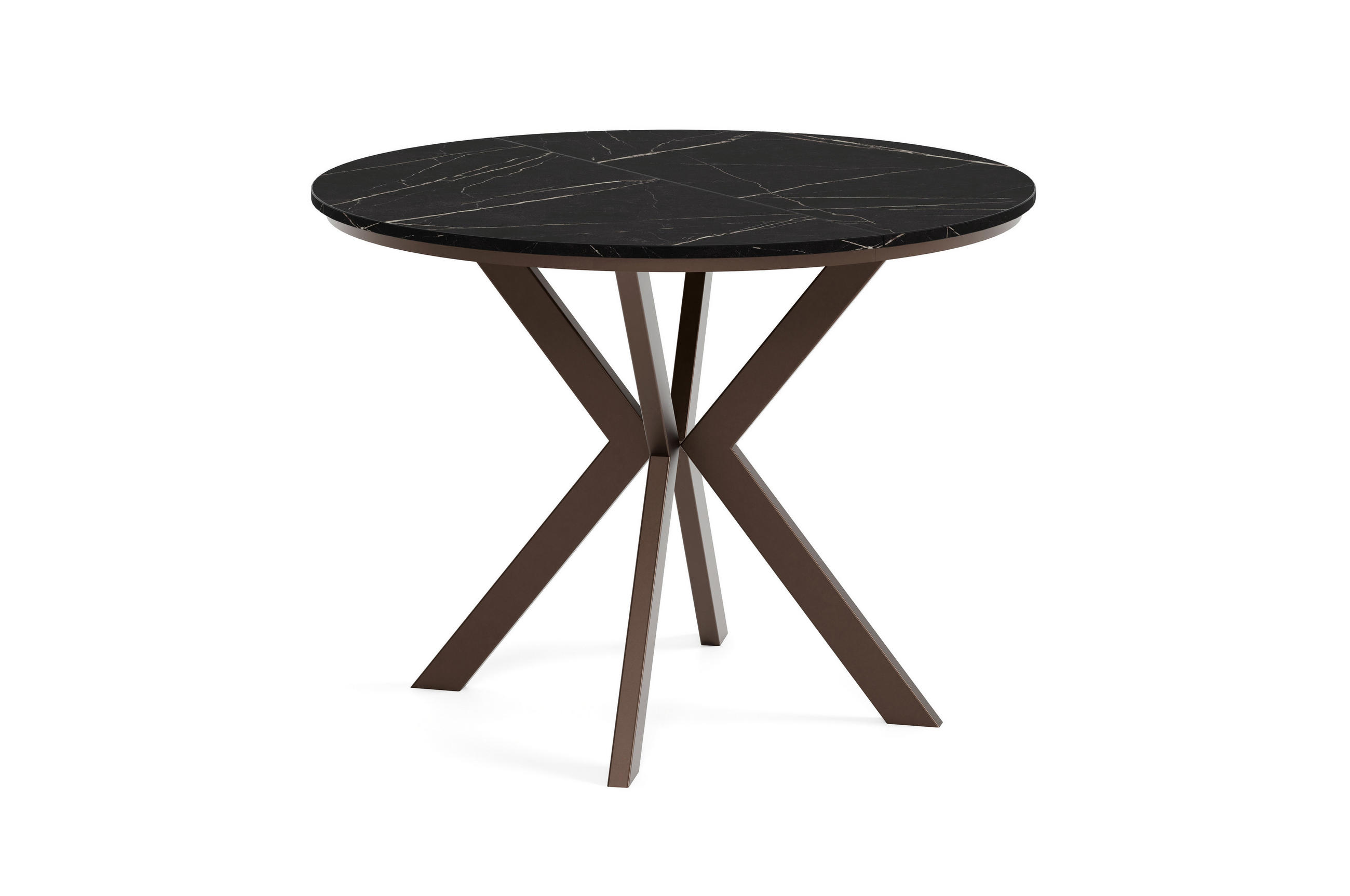 Meblini Esstisch Schwarz, Mehrfarbig, Braun 90x76x90 cm