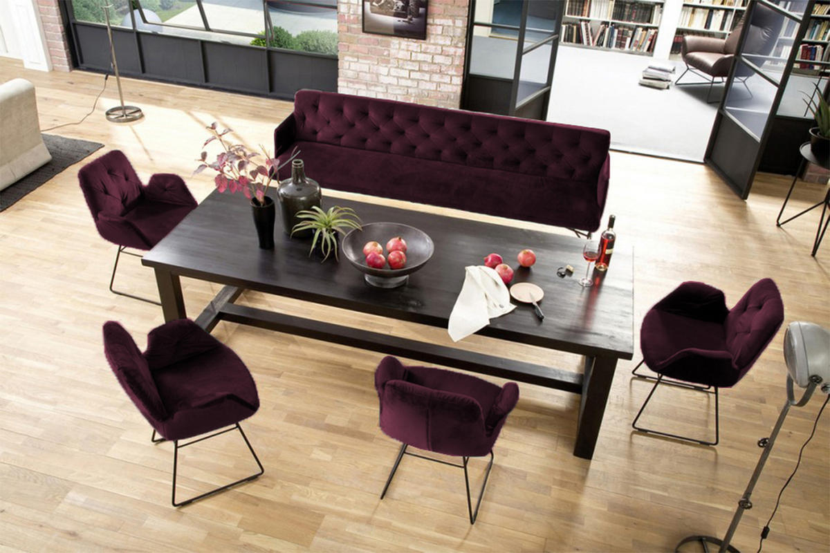 ESSZIMMERBANK CHARME Violett Velvet - Violett, Textil (206/85/68cm) - KAWOLA
