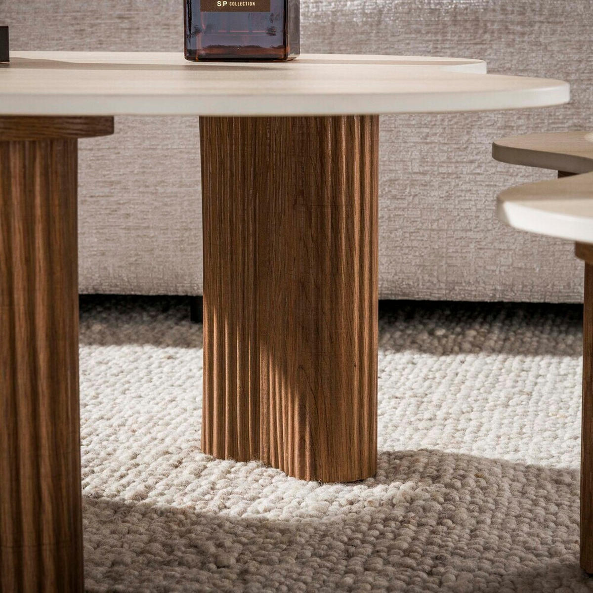 COUCHTISCH Set CERAMO APERTO 2-tlg. organisches Design-Set mit 3D-Keramikplatte - Hellbraun/Beige, Keramik (102/80/35cm) - alesvelt