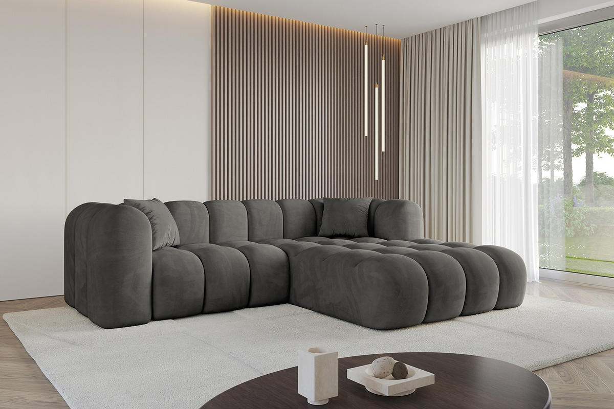 ECKSOFA Ottomane Rechts OLEA-L1 - 231x173x74 cm Anthrazit - Anthrazit/Schwarz, Holzwerkstoff/Kunststoff (231/173cm) - ALTDECOR