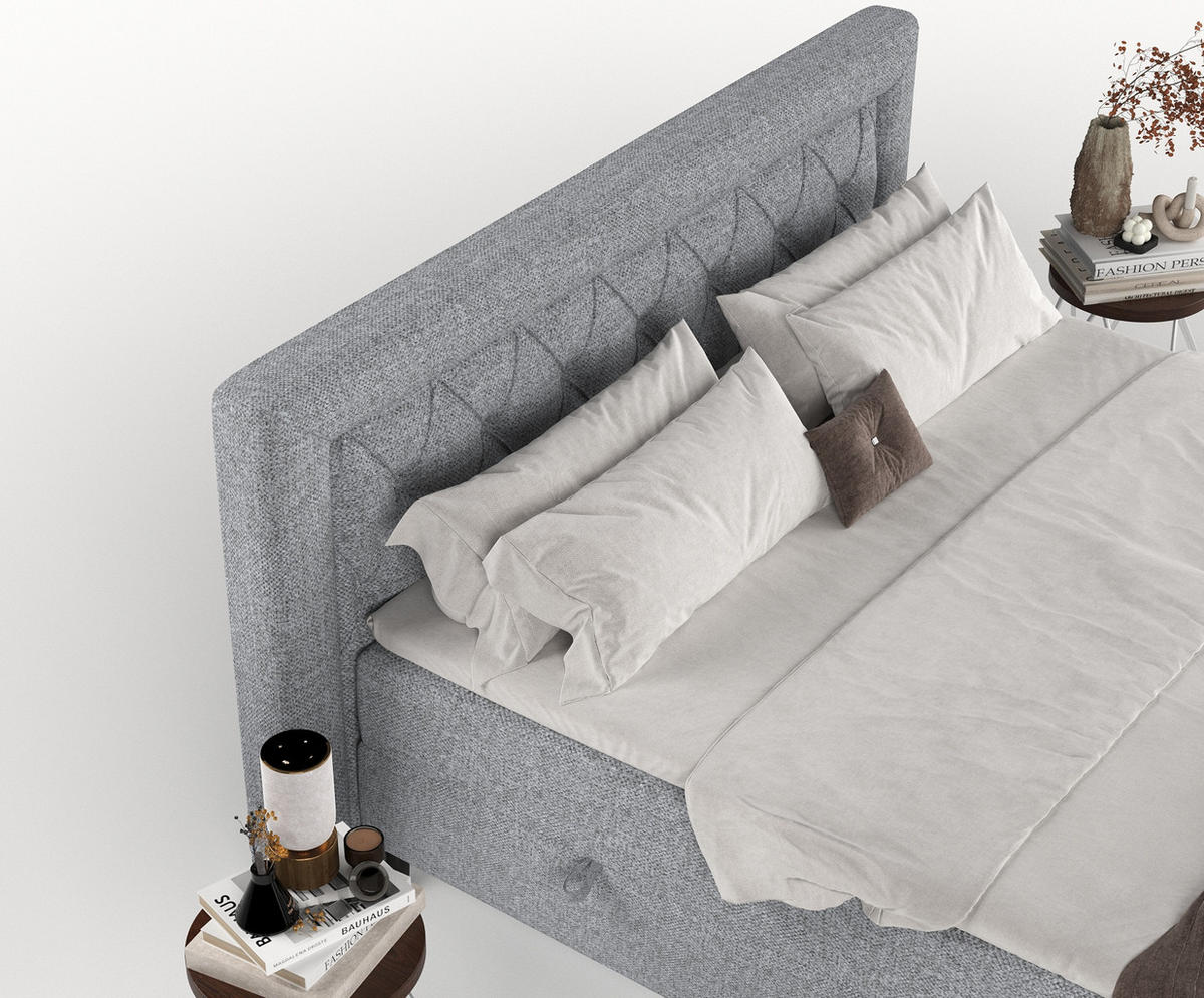 BOXBETT Avani Grau 160/200 cm - Schwarz/Grau, Holz/Holzwerkstoff (160/200cm) - Maison de Reve