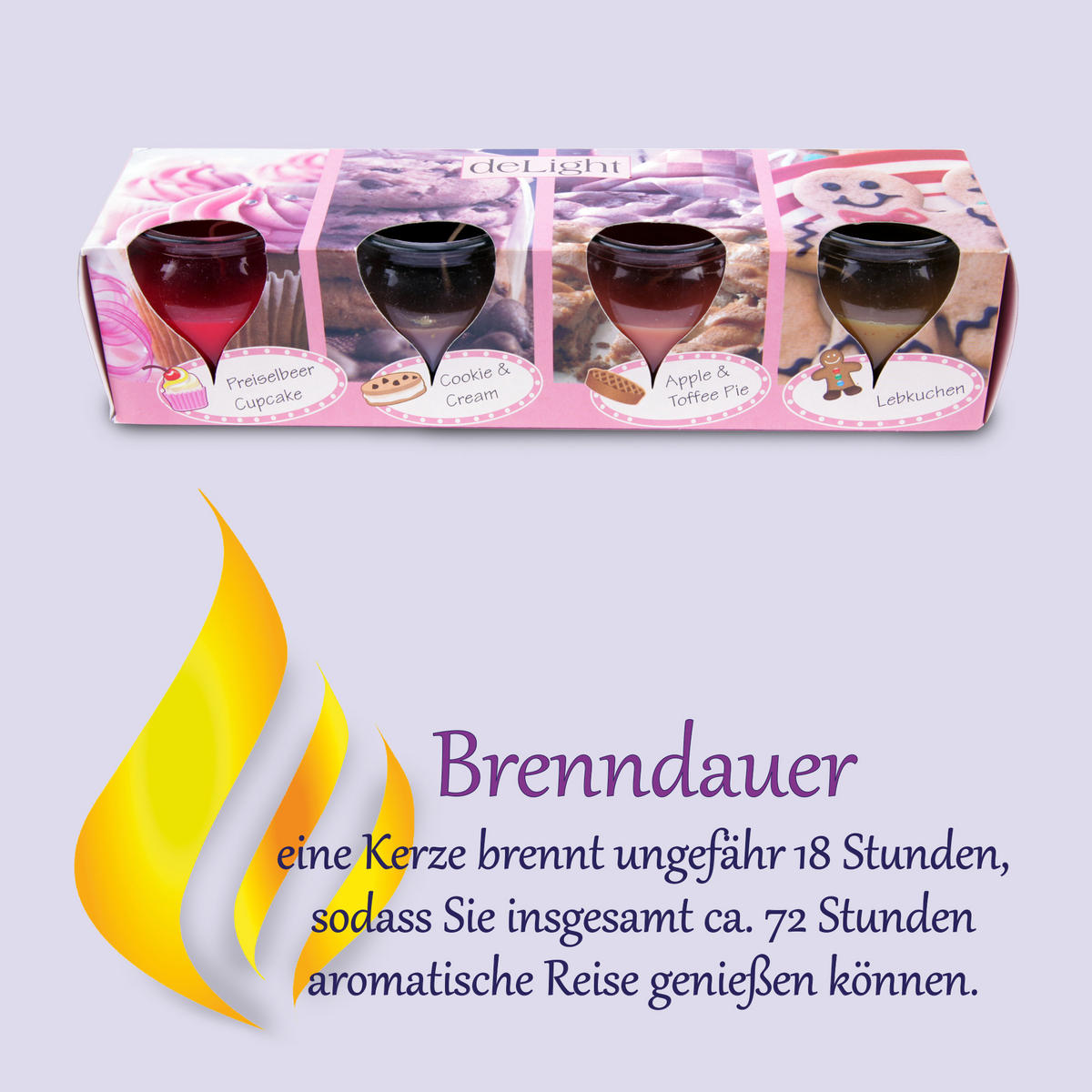 DUFTKERZEN "Selection" - 4 Kerzen im Mix Bakery - Multicolor/Kirschrot, Naturmaterialien (5.8/6cm)