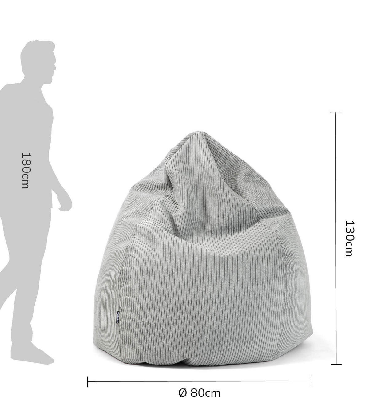 SITZSACK Cord Der Tagträumer - Grau, Textil (80/130/80cm) - Mokebo