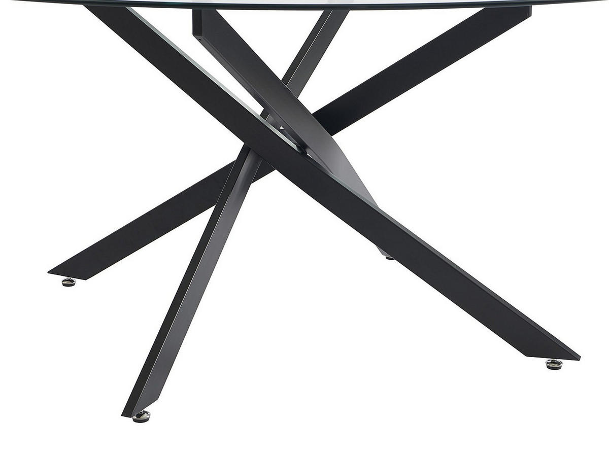 ESSTISCH rund für 6 Personen - Sicherheitsglas & schwarzes Metall - Transparent - COSIMA - Transparent, Glas (160/160/72.5cm) - Vente-Unique