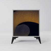 SIDEBOARD HOLLOW TIME, Grau, 57,5x42x70,5 cm, Schwarze Metall-Sternfüße - Multicolor/Schwarz, Holzwerkstoff/Metall (57.5/70.5/42cm) - SpaceRebels