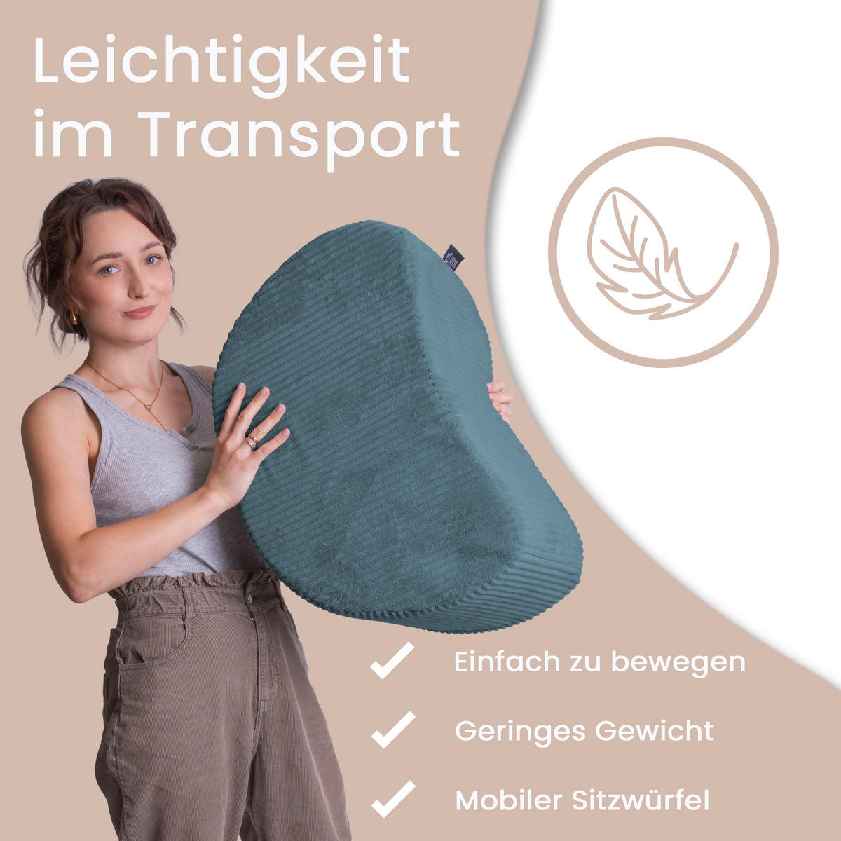 SITZSACK Halbmond 54/36/35 cm, weicher Cord 420 g/m², Meerblau - Dunkelblau, Textil (36/35/54cm) - Dreamroots