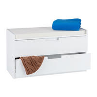 SITZKOMMODE - Weiß, Holzwerkstoff/Textil (80/45/36cm) - Relaxdays