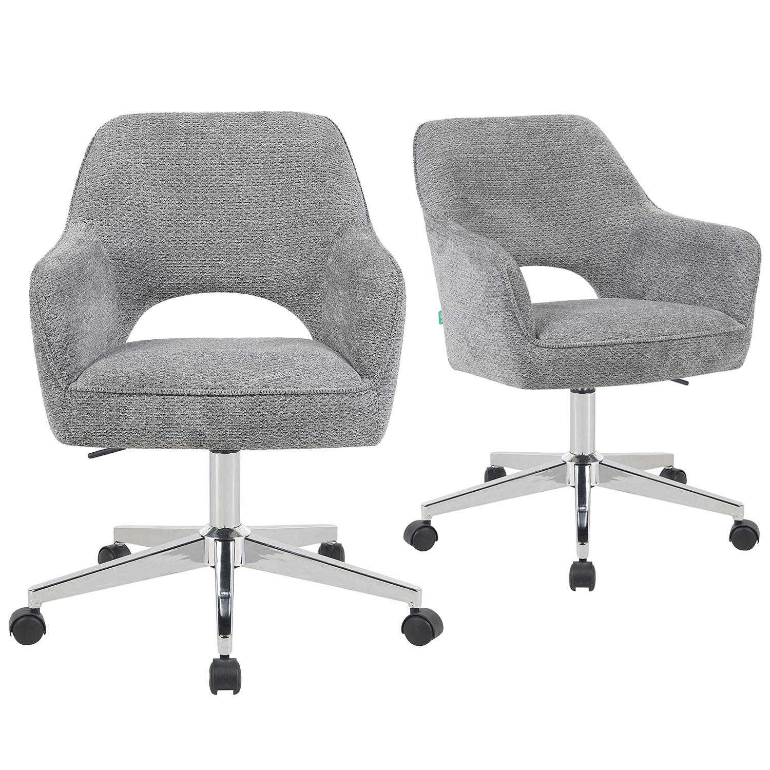 BÜROSTUHL Mika-Faro 2er-Set - Chromfarben/Dunkelgrau, Textil/Metall (60/84/65cm) - DUBI Möbel