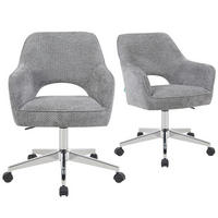 BÜROSTUHL Mika-Faro 2er-Set - Chromfarben/Dunkelgrau, Textil/Metall (60/84/65cm) - DUBI Möbel