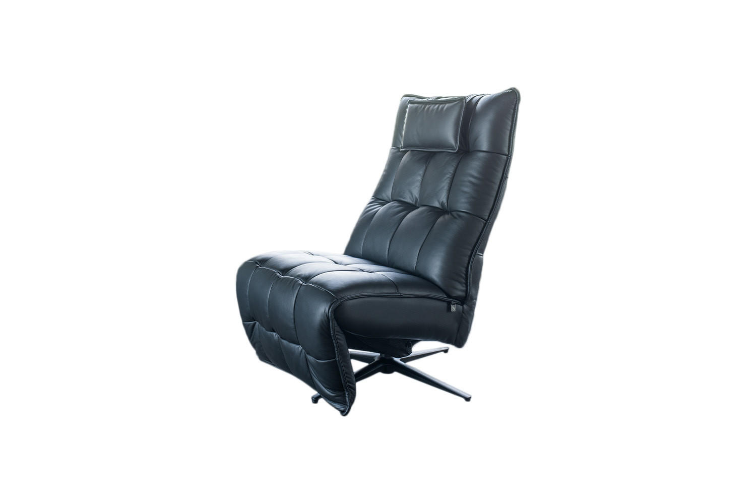 RELAXSESSEL MIKO Schwarz Leder - Schwarz, Leder/Metall (75/115/94cm) - KAWOLA
