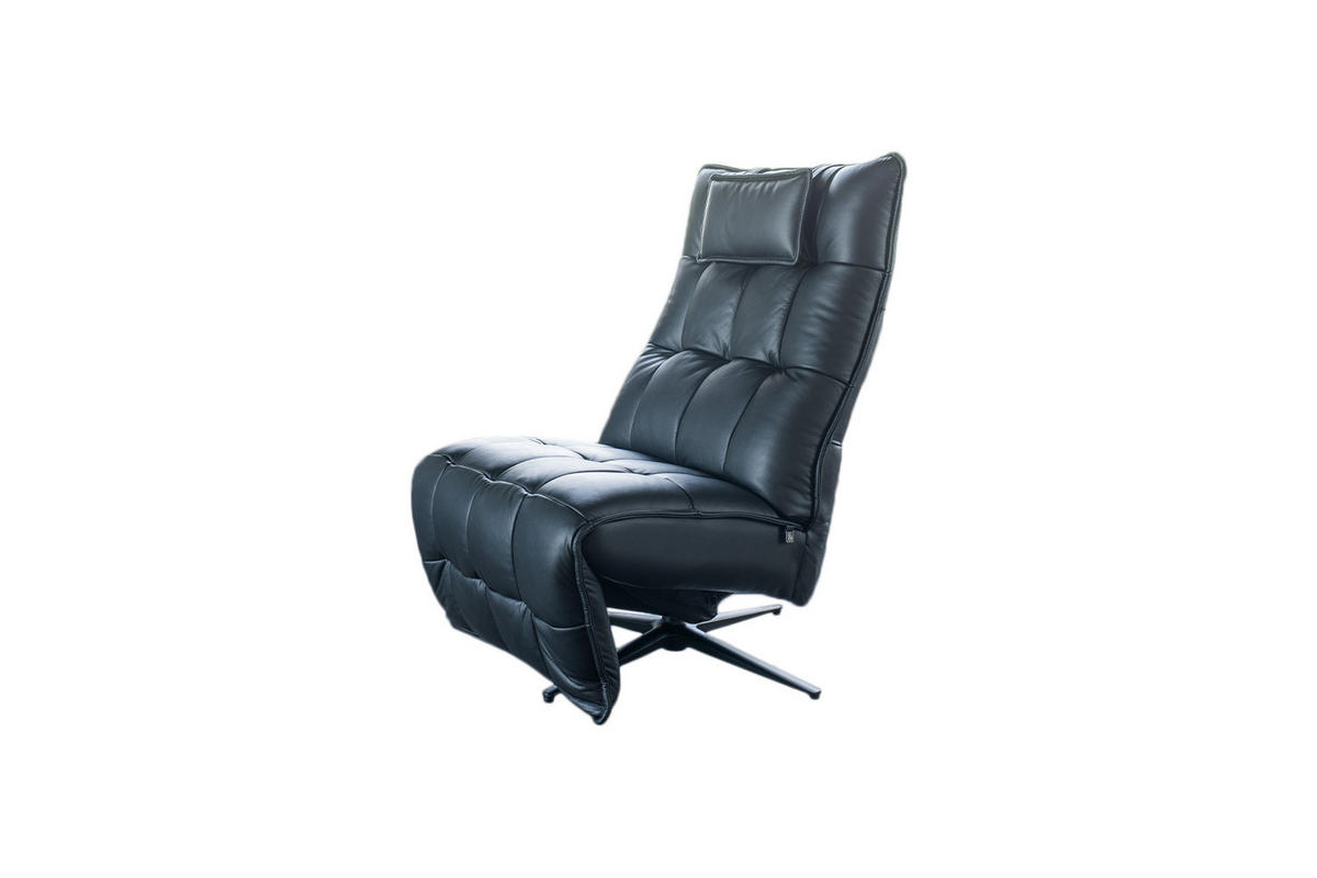 RELAXSESSEL MIKO Schwarz Leder - Schwarz, Leder/Metall (75/115/94cm) - KAWOLA