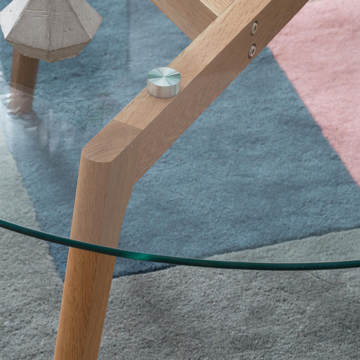 COUCHTISCH - Glas / Eiche massiv - Eichefarben, Glas (90/90/45cm) - home24