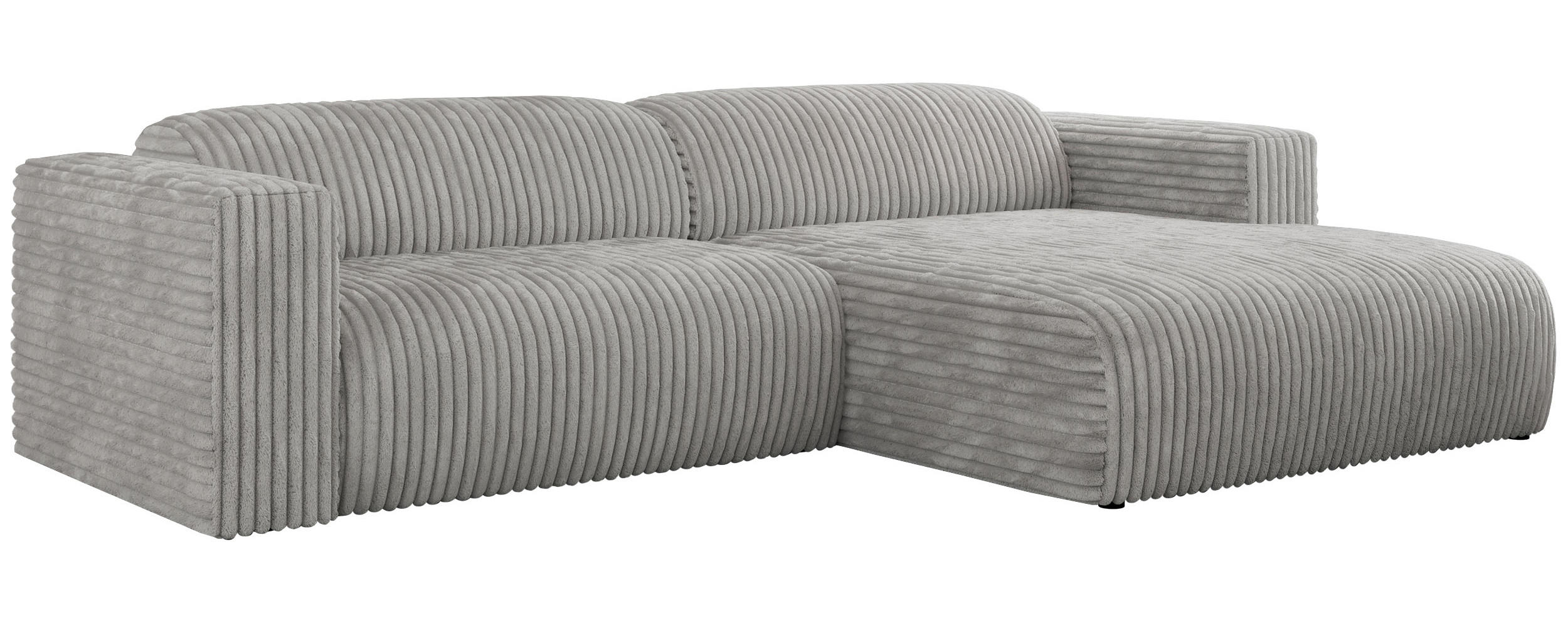 ECKSOFA PASADENA Hellgrau Cord - Rechts Seite - Hellgrau/Schwarz, Kunststoff/Textil (180/288cm) - MKS