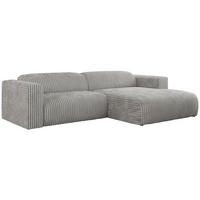 ECKSOFA PASADENA Hellgrau Cord - Rechts Seite - Hellgrau/Schwarz, Kunststoff/Textil (180/288cm) - MKS