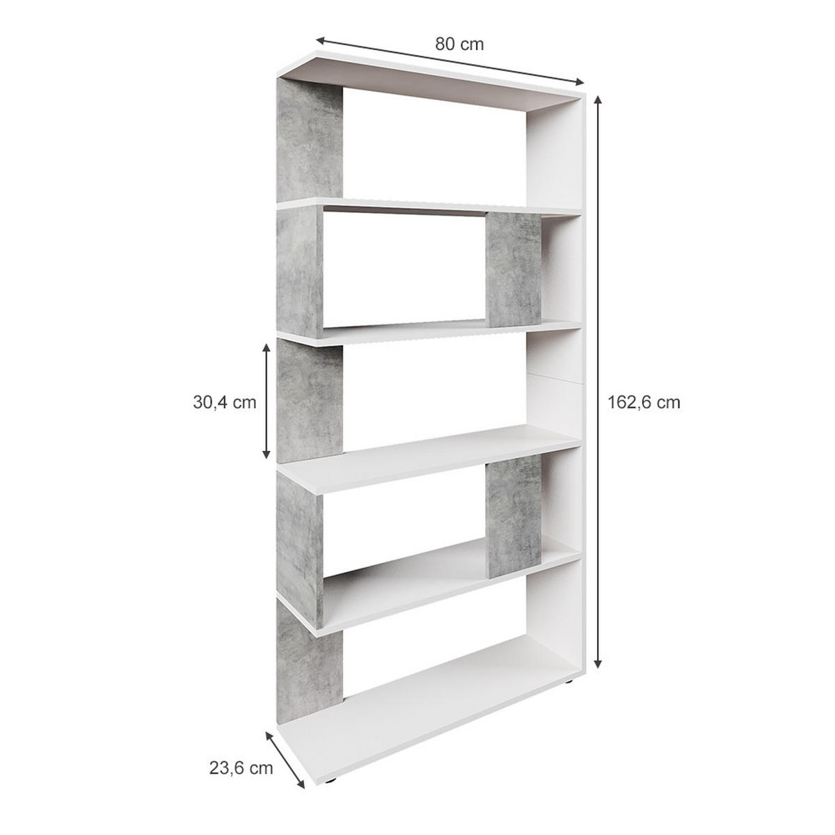 RAUMTEILER Beton 80 x 162.6 cm - Schieferfarben/Weiß, Holzwerkstoff (80/162.6/23.6cm) - Vicco