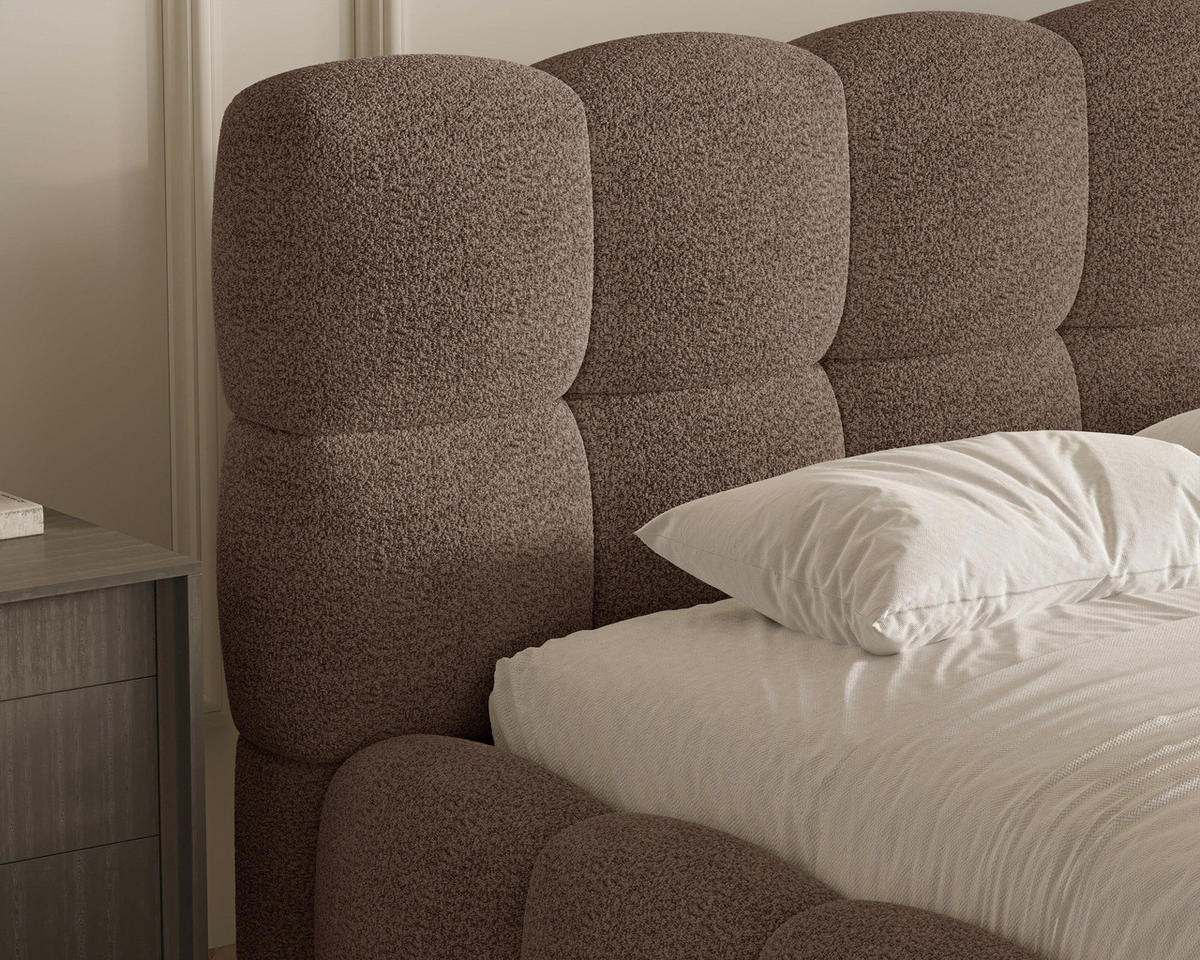 POLSTERBETT - Bett 19 - 180x200 - Taupe (Arena 06) - Taupe, Holzwerkstoff/Textil (180/200cm) - Möblo