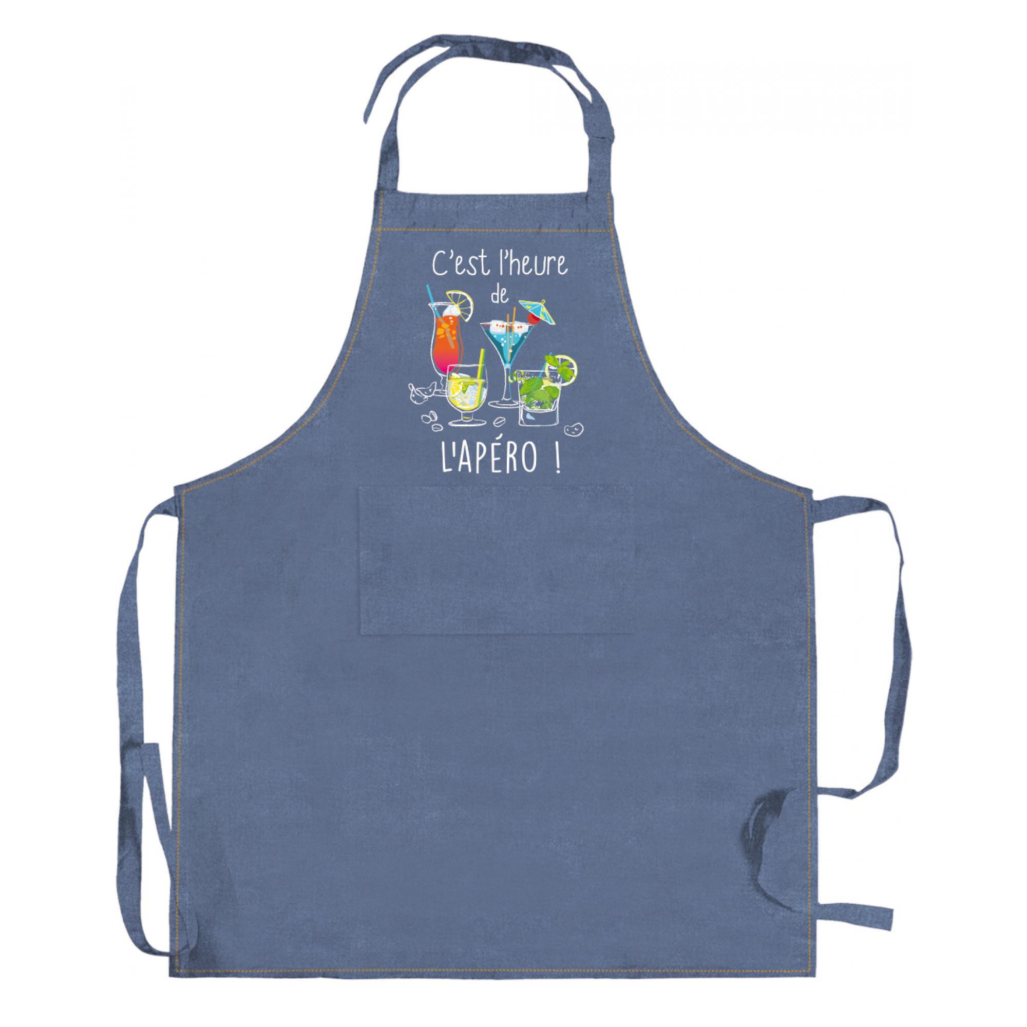 KÜCHENSCHÜRZE Peps L'apéro jeansblau 90 x 72 cm - Blau, Textil (72/90cm) - Winkler