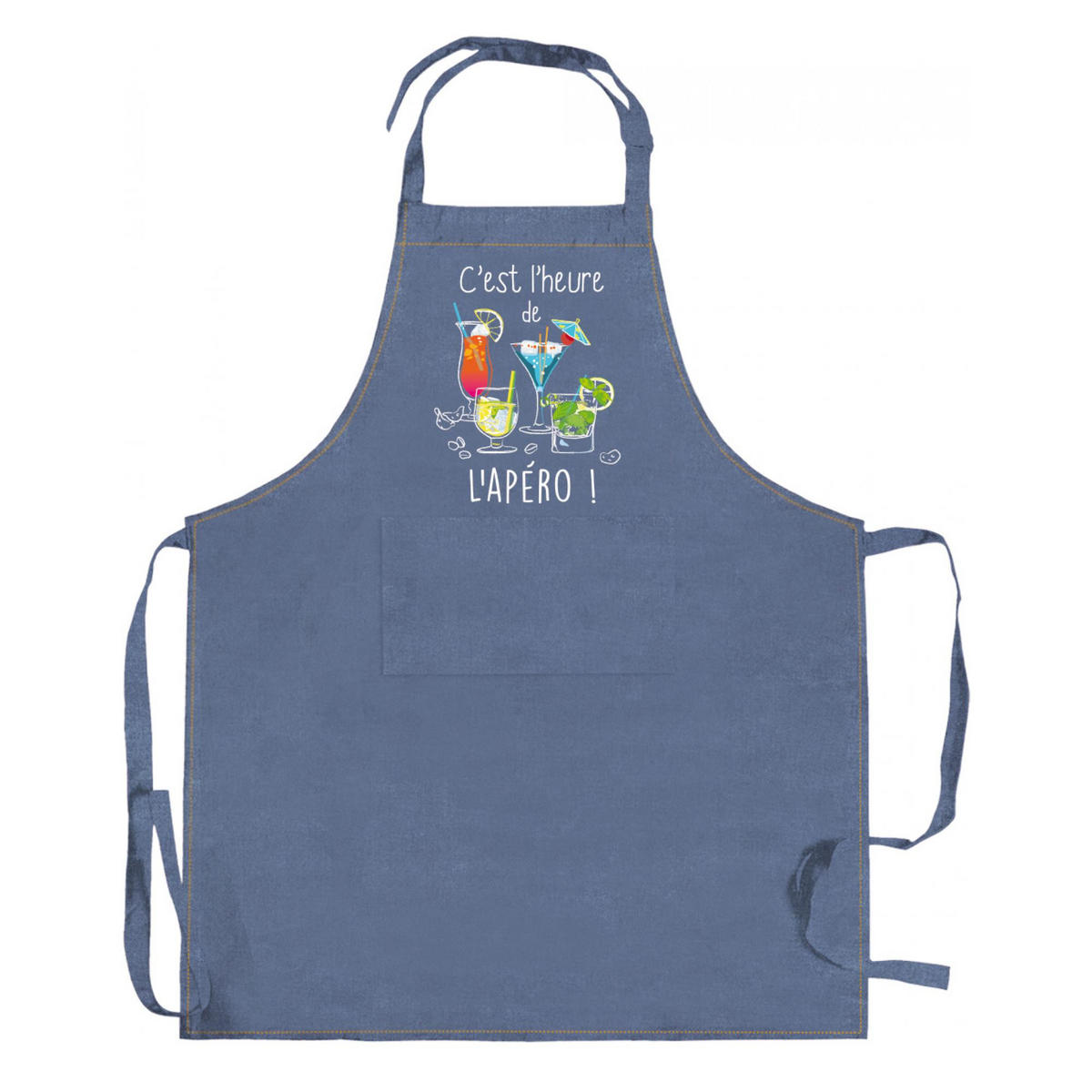 KÜCHENSCHÜRZE Peps L'apéro jeansblau 90 x 72 cm - Blau, Textil (72/90cm) - Winkler