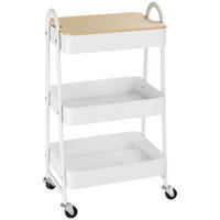 KÜCHENWAGEN 3 ETAGEN MIT DECKEL, Metallrollwagen weiß, für Küche und Büro, 45/31/79,4 cm - Weiß, Holzwerkstoff (31/79.4/45cm) - Rolipo