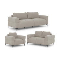 SITZGARNITUR 3+2+1 Cardea in Bubble-Optik aus weichem Taupe Strukturstoff mit hohem Sitzkomfort - Taupe/Schwarz, Holz/Textil (217/80/97cm) - S-Style Möbel