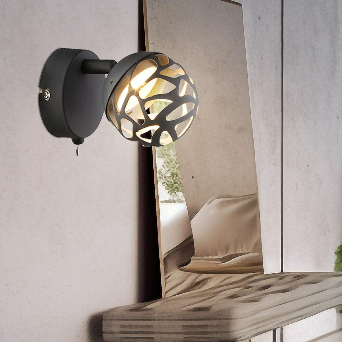 LED WANDLEUCHTE Ohio grau schwenkbar - Grau, Metall (8/12/14cm) - Globo Lighting