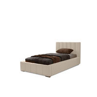 POLSTERBETT Nero 90x200 cm, Einzelbett mit Bettkasten, Lattenrost und Matratze aus Holz, Velourstoff: Beige - Beige, Holz/Kunststoff (90/200cm) - Marpur