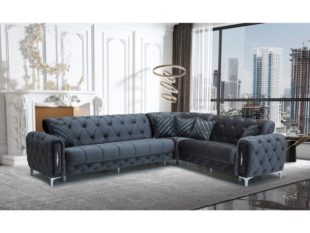 ECKSCHLAFSOFA Patna Antrazhit - Langer Schenkel Links - Anthrazit, Holzwerkstoff/Kunststoff (315/245cm)