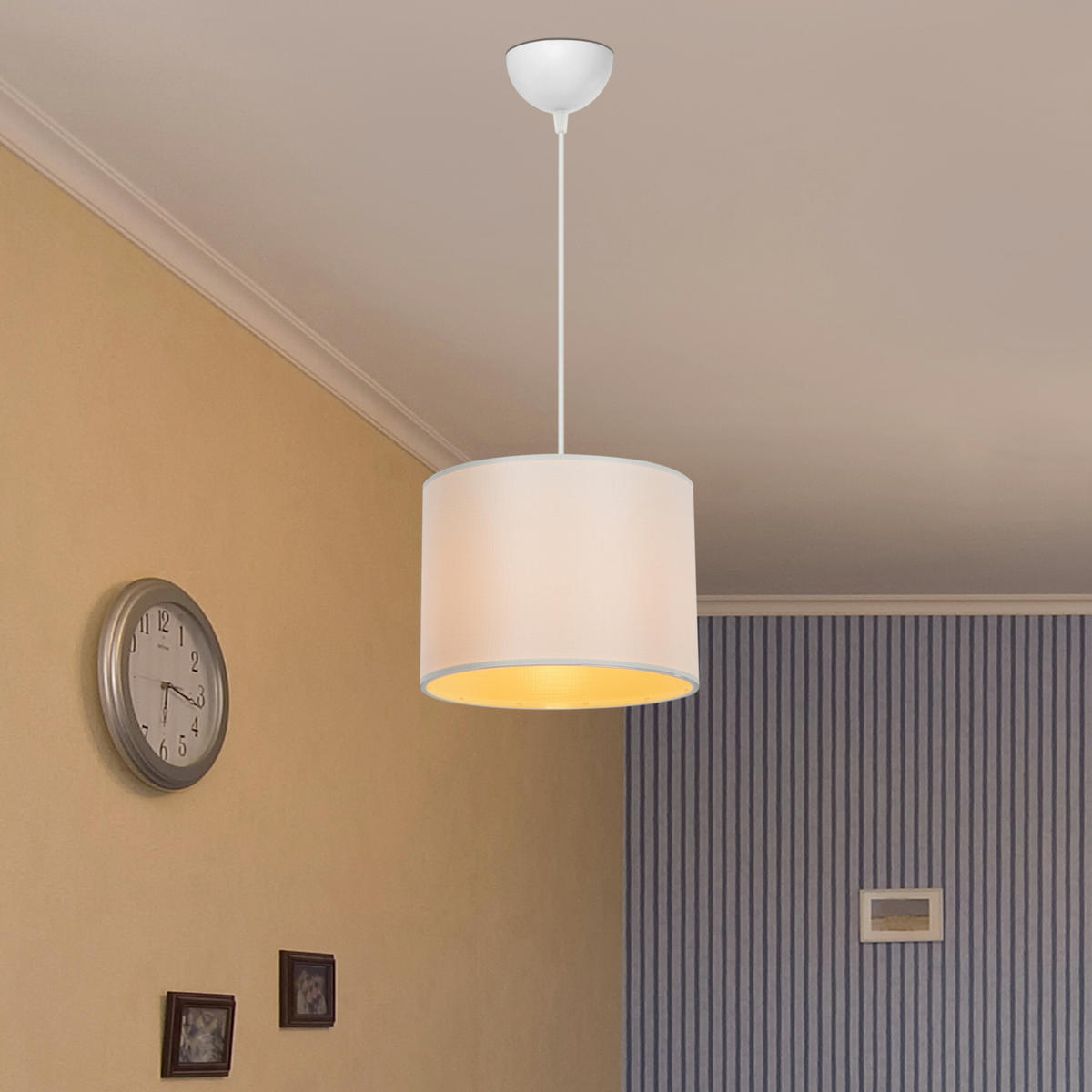 HÄNGELAMPE Willenhall - Creme, Textil (22/22/60cm) - lux.pro