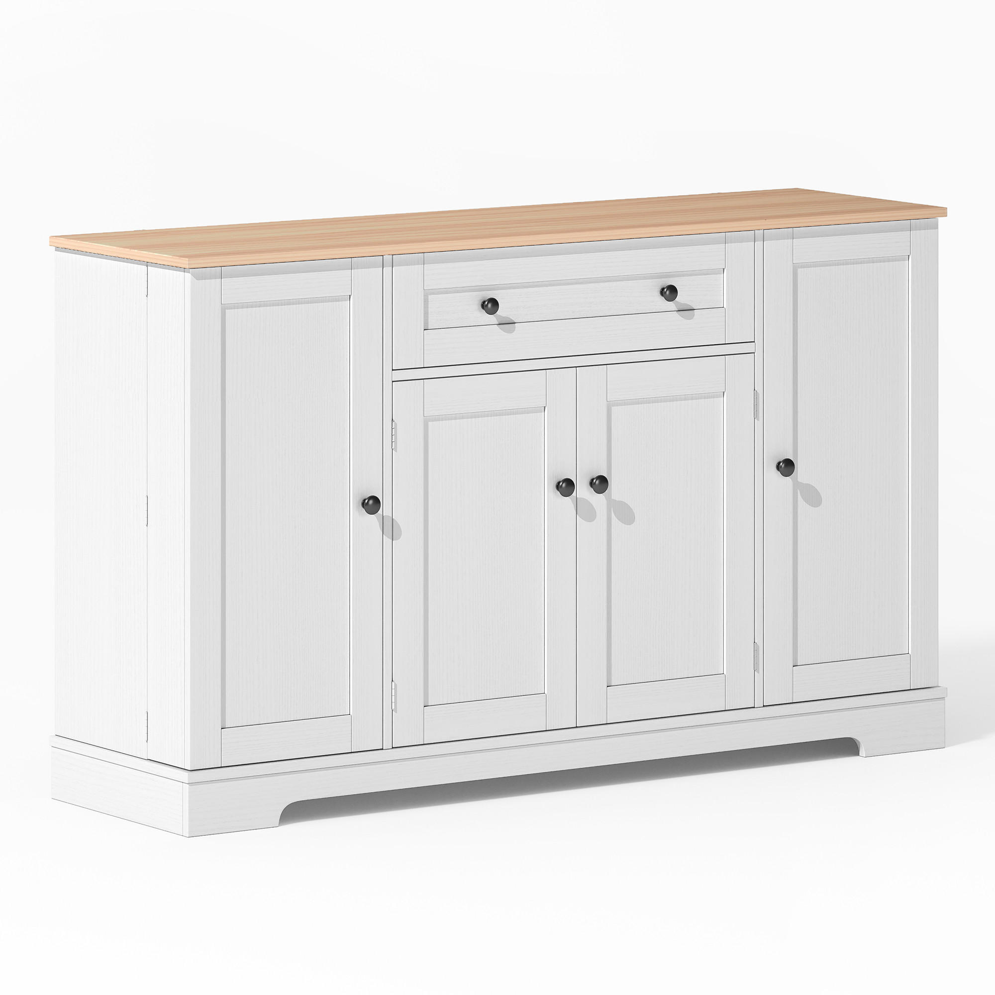 SIDEBOARD mit Schublade & Regaltüren, Natur/Weiß - Weiß, Holzwerkstoff (138/85/40cm) - Urban Meuble