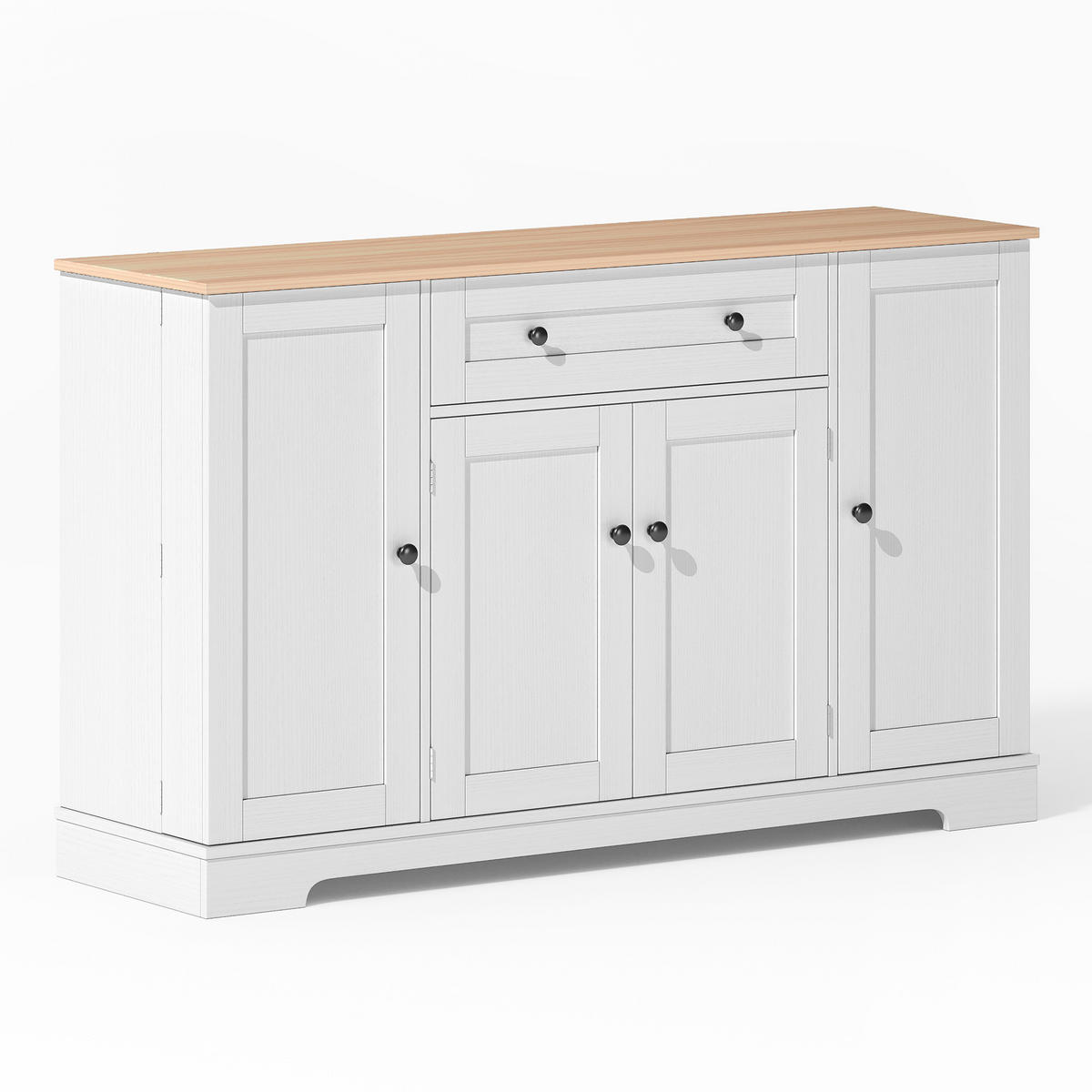 SIDEBOARD mit Schublade & Regaltüren, Natur/Weiß - Weiß, Holzwerkstoff (138/85/40cm) - Urban Meuble