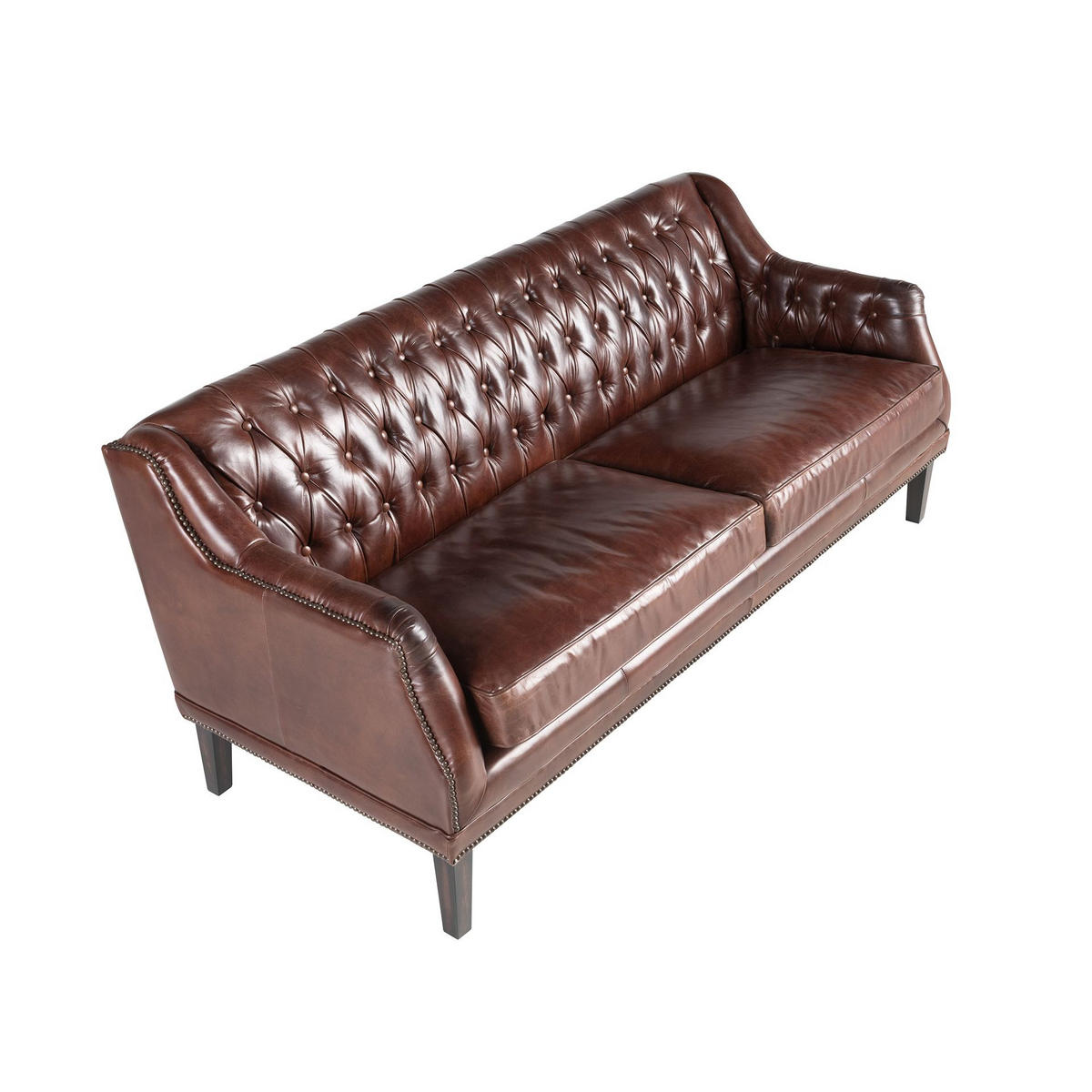CHESTERFIELD-SOFA 3-Sitzer Chester-Sofa aus cognacbraunem Leder 185/81/80 cm - Cognac/Nussbaumfarben, Leder/Holz (185/80/81cm) - ANGEL CERDA