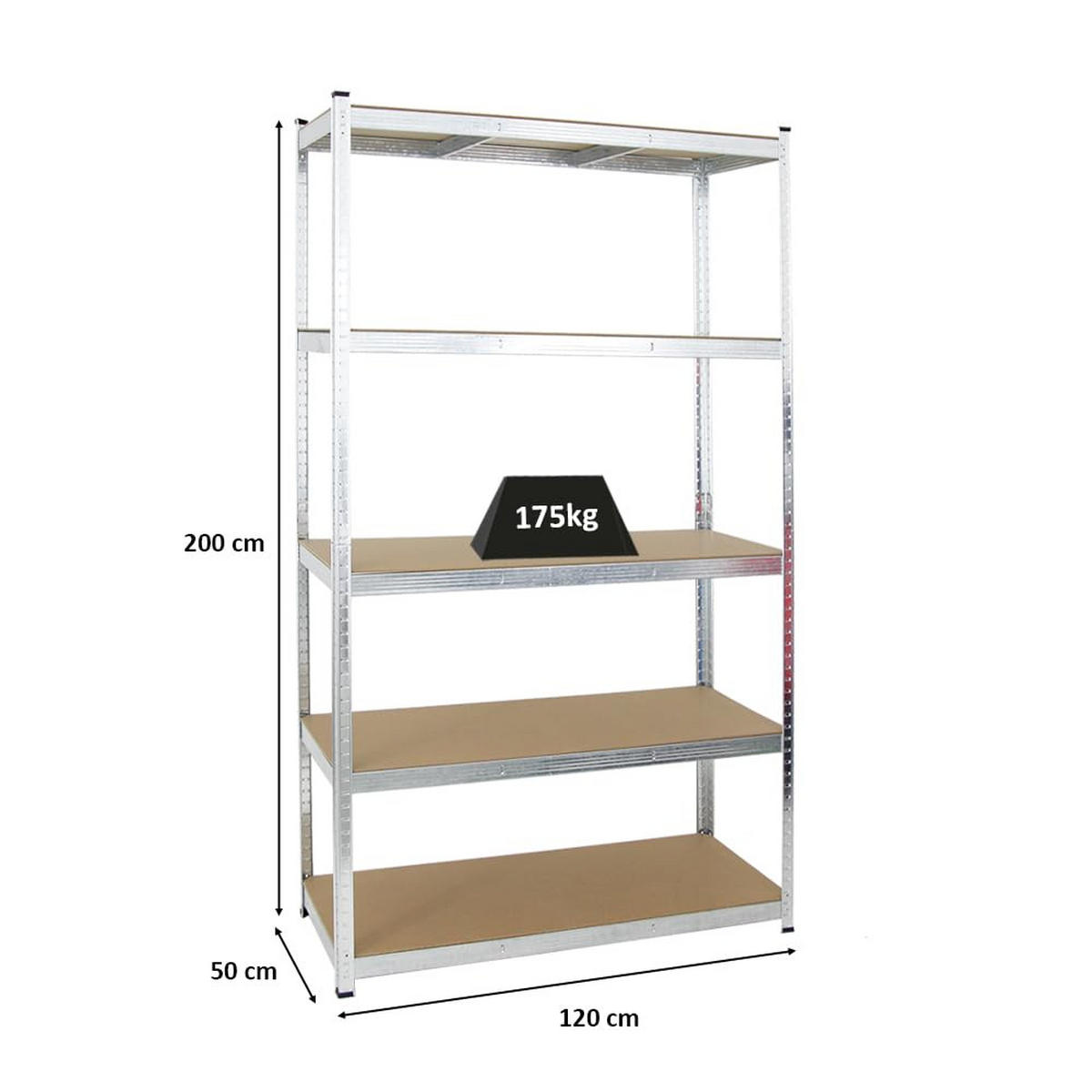 SCHWERLASTREGAL Giant Ragnar 200x120x50 cm Fachlast 175 kg Verzinkt - Silberfarben, Metall (120/200/50cm) - PROREGAL