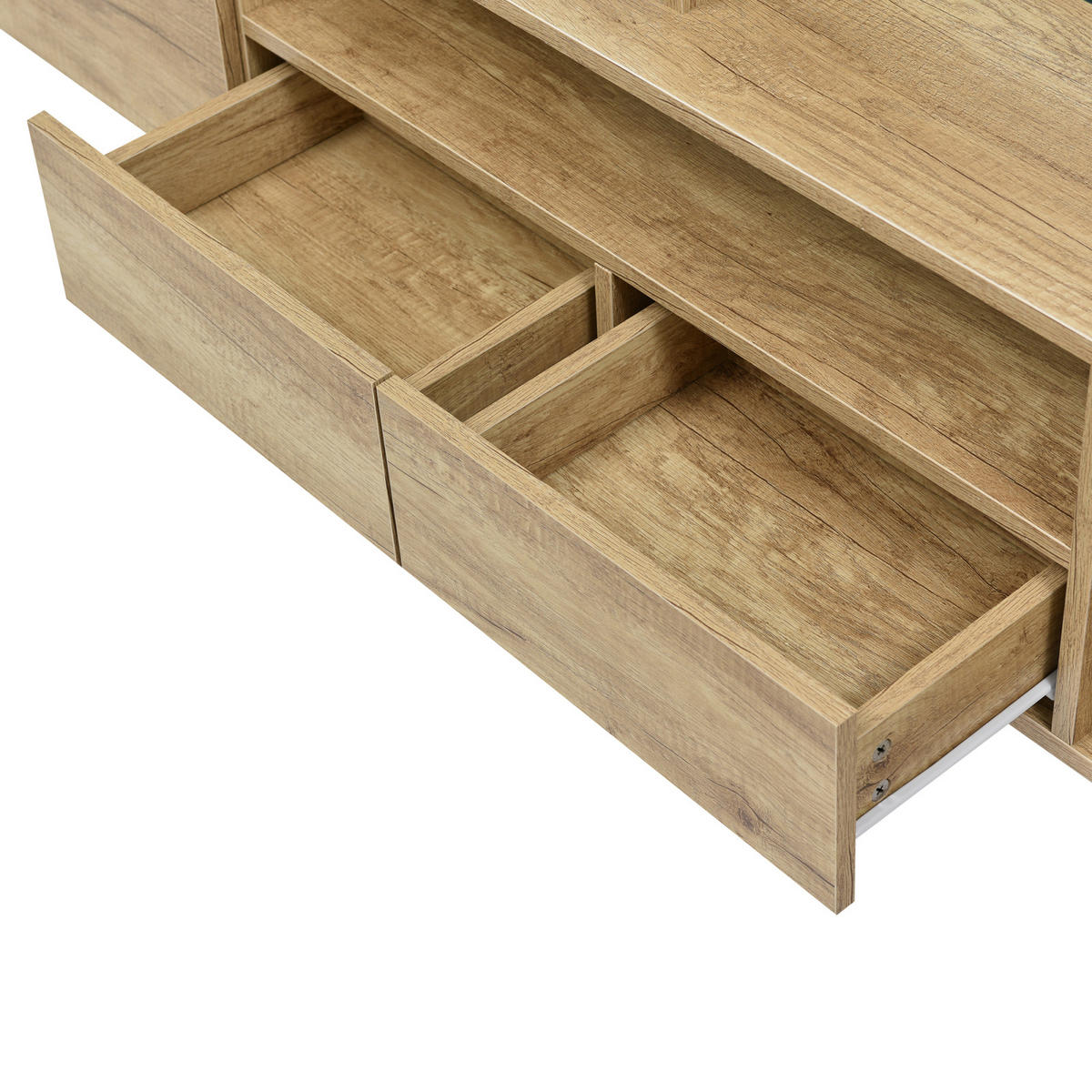 TV Lowboard LED 200x30x60,7 cm, 6 Türen, 2 Schubladen, Weiß - Weiß, Holz (200/60/30cm)