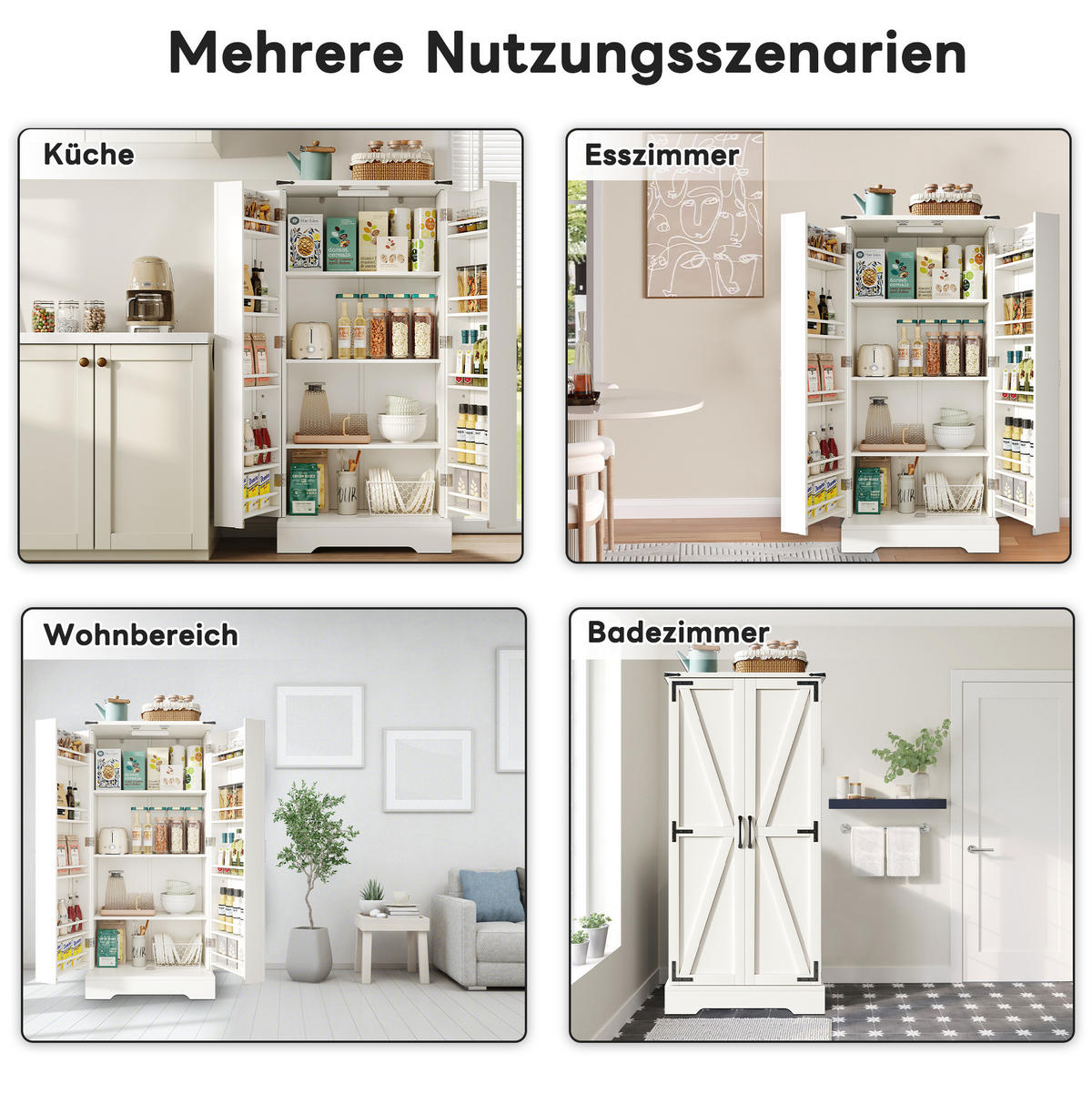 BUFFET 60/35/128,5 cm weiß aus MDF mit LED-Beleuchtung - Weiß, Holzwerkstoff (60/128/35cm) - OKWISH