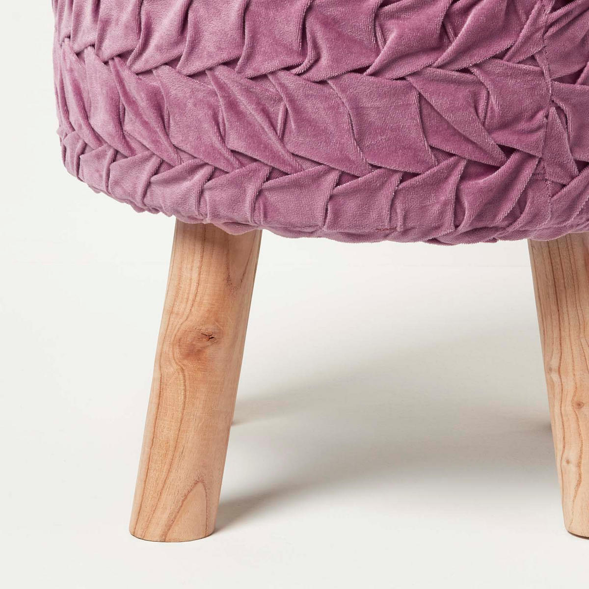 SAMT-HOCKER Lyla, mauve plissiert, 40/40/41 cm - Mauve, Textil (41/40/41cm) - Homescapes