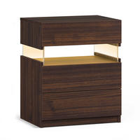 NACHTTISCH in Walnuss mit 3 Schubladen und LED-Beleuchtung,48/38/61 cm - Walnussfarben, Holzwerkstoff (38/61/48cm) - Flora Grace