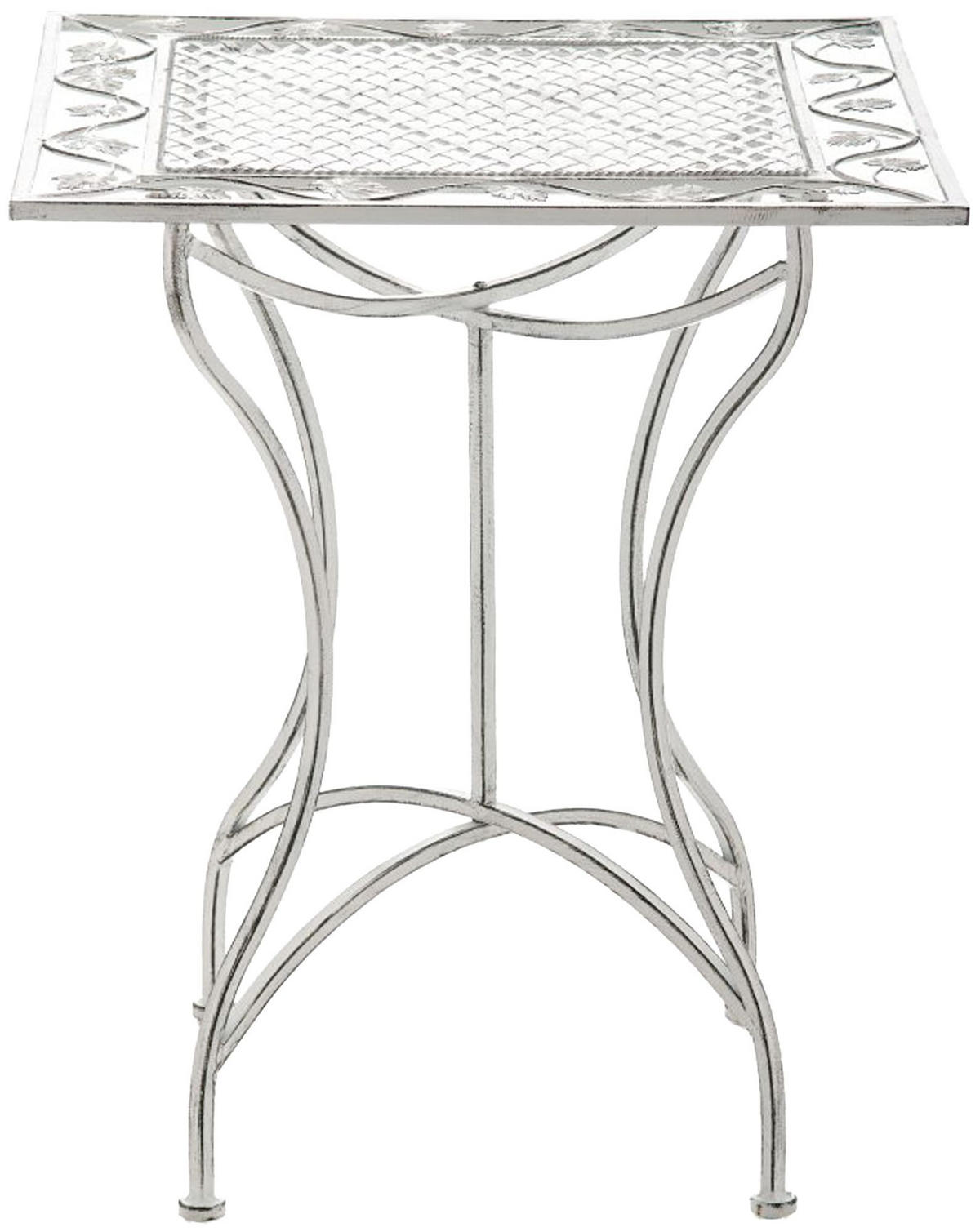 GARTENTISCH eckig 60/60/72 cm Metall Antik Weiß - Perlmutt, Metall (60/60/72cm) - CLP