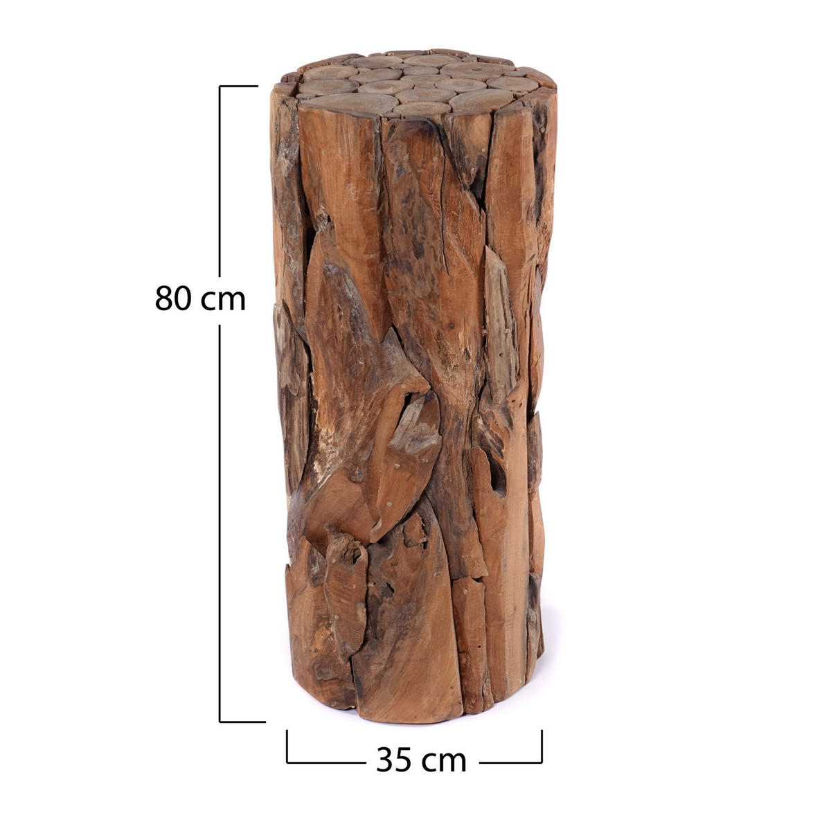DEKO-SÄULE Malea 80 Treibholz, für Pflanzen, Kerzen naturfarben - Naturfarben, Holz (35/35/80cm) - CREEDWOOD