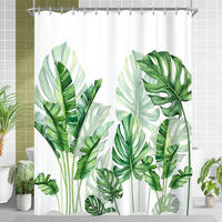 DUSCHVORHANG Grün Blätter 200 x 200 cm - Grün, Textil (200/200cm)