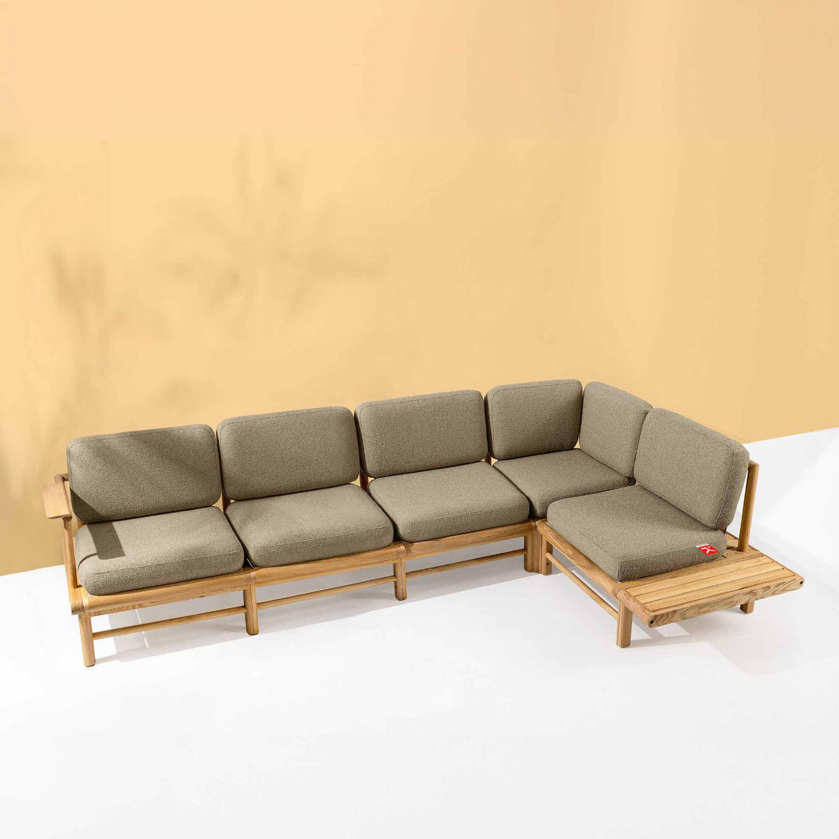LOUNGESOFA ATREDA rechts - Beige, Holz/Textil (300/80/175cm) - KONSIMO®