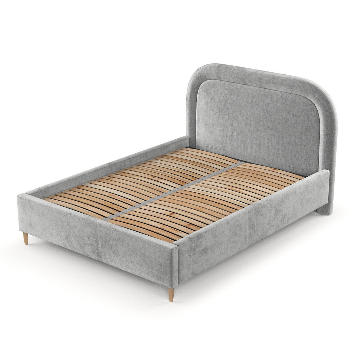 POLSTERBETT Zoya 120/200 cm Hellgrau im Lotta Stoff - Hellgrau/Naturfarben, Holz/Holzwerkstoff (120/200cm) - AltaBeds