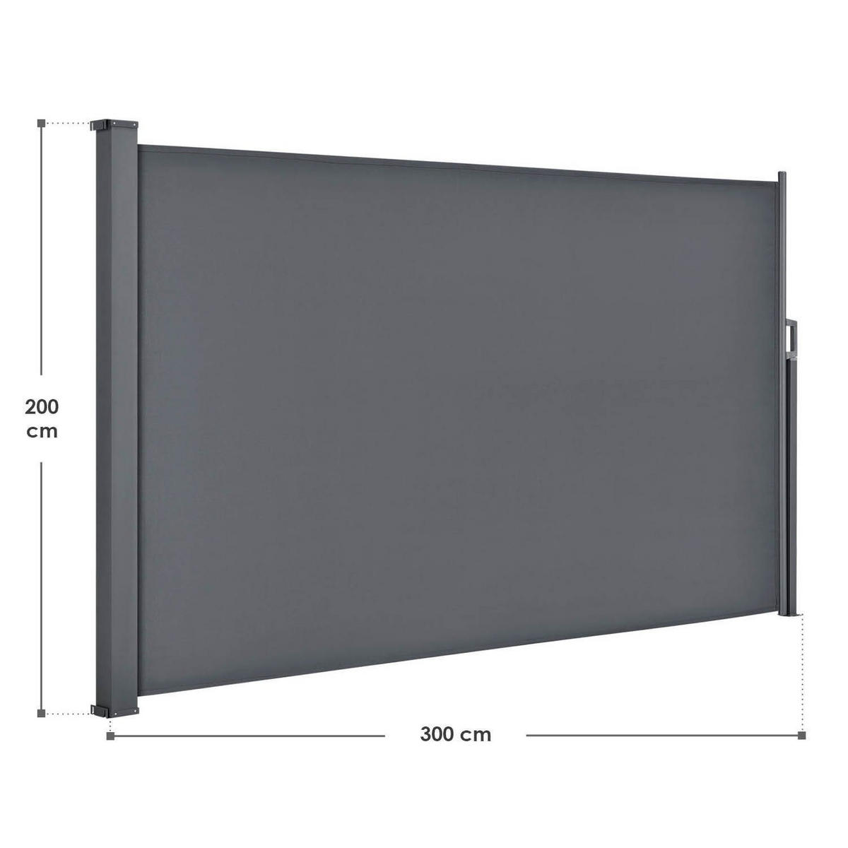 SEITENMARKISE Dubai dunkelgrau 300x200 cm - Grau, Kunststoff (300/200/300cm) - Juskys