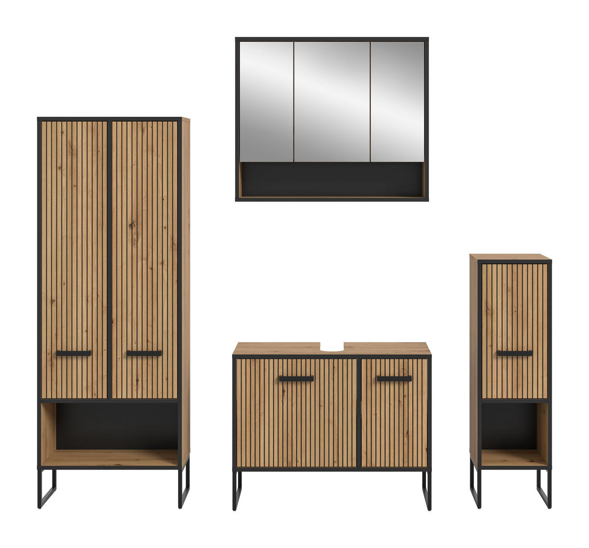 BAD-SET BAGNO 4-tlg. (B/H/T: ca. 199/192/36 cm) in Artisan Oak Nachbildung/Artisan Oak Nachbildung - Eiche Artisan, Holzwerkstoff (199/192/36cm)
