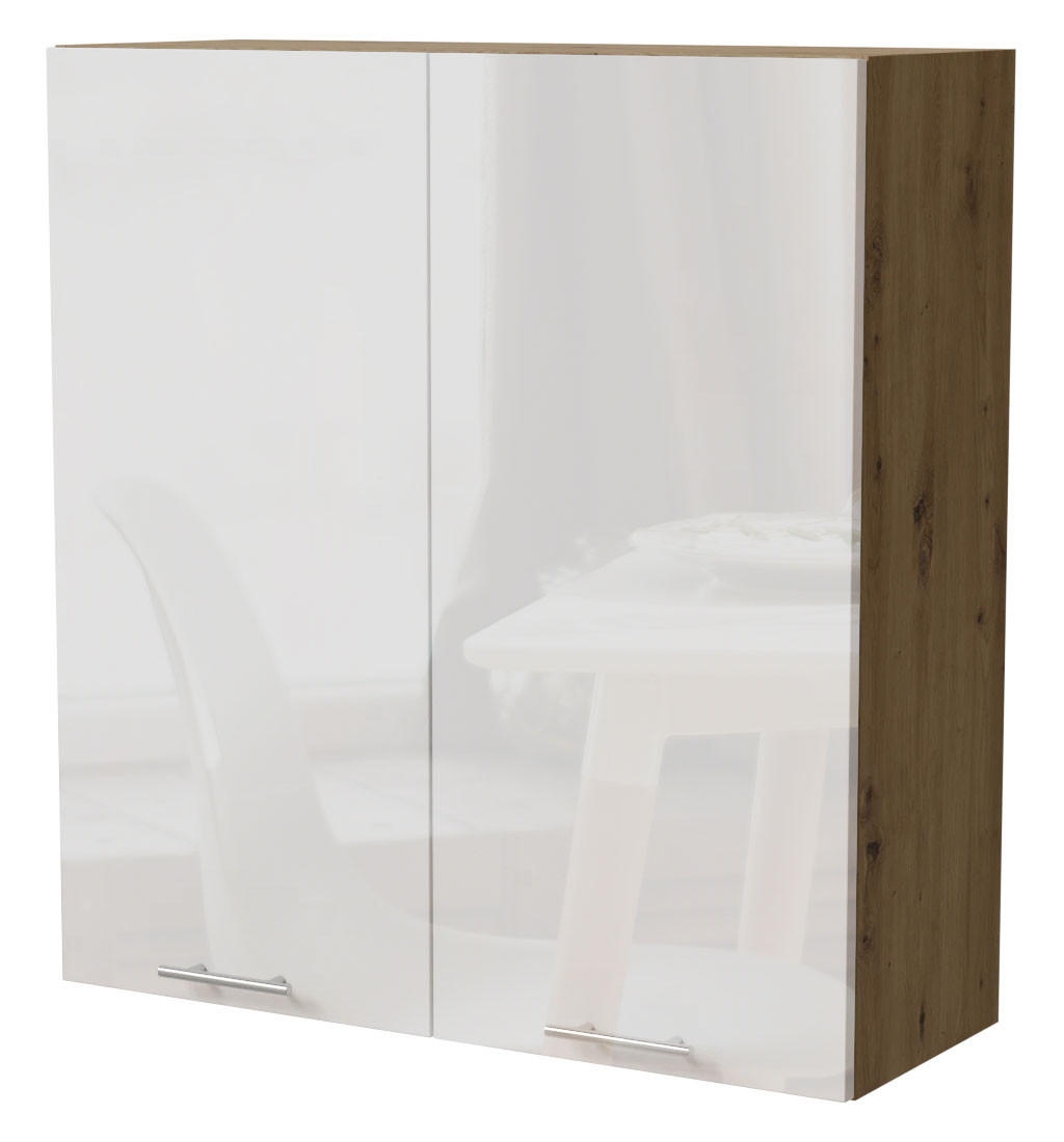 Feldmann-Wohnen Hängeschrank Weiß Hochglanz, Eiche Artisan 90x96x32.5 cm