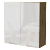 HÄNGESCHRANK Essen W4/90 Weiß Hochglanz / Eiche Artisan Matt 90 / 32,5 / 96cm - Weiß Hochglanz/Eiche Artisan, Holz/Holzwerkstoff (90/96/32.5cm) - Feldmann-Wohnen