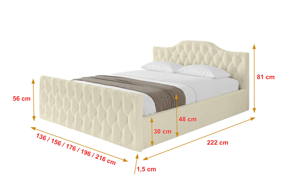 POLSTERBETT mit Bettkasten, Fußteil und Lattenrost, Boxbett ohne Matratze - FALIO-Z-V1 120x200 Beige - Taupe, Holzwerkstoff/Textil (120/200cm) - ALTDECOR